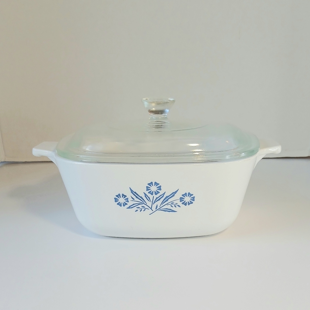 Vtg Corningware Casserole Blue Cornflower P 1 1/2-B 6 Cups With Glass Lid P-7-C